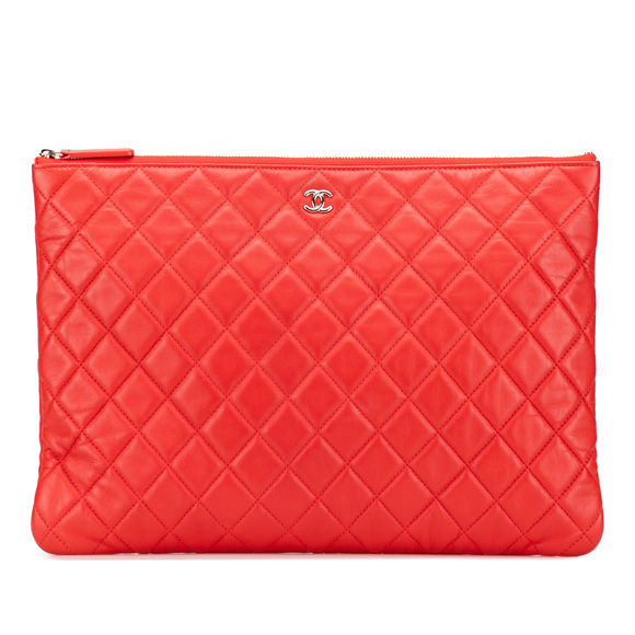 Pre-Loved Chanel Large Quilted Lambskin O Case Clutch - Picture 1 of 11